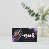 Nail Tech Bold Holographic Your Logo Visitekaartje (Staand voorkant)