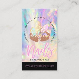 Nail Tech Crystal Holographic Nail Shop Business C Visitekaartje
