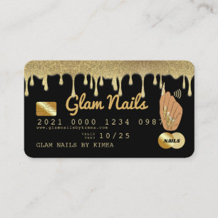 Nail Tech Driving Gold Glitter Luxe-creditcard Visitekaartje