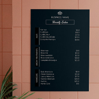 Nail Tech Esthetician prijslijst Zwart Wit Grijs Poster