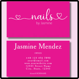 Nail Tech Heet Roze Professionele Manicure Salon Visitekaartje