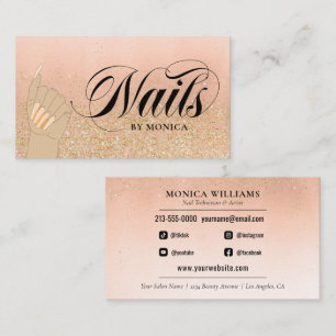 Nail Tech Manicurist Golden Glam Salon Business Visitekaartje