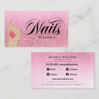 Nail Tech Manicurist Roos Red Glam Glitter Salon B Visitekaartje