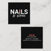 Nail Tech Nail Art Black Square Visitekaartje (Voorkant / Achterkant)