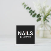 Nail Tech Nail Art Black Square Visitekaartje (Staand voorkant)