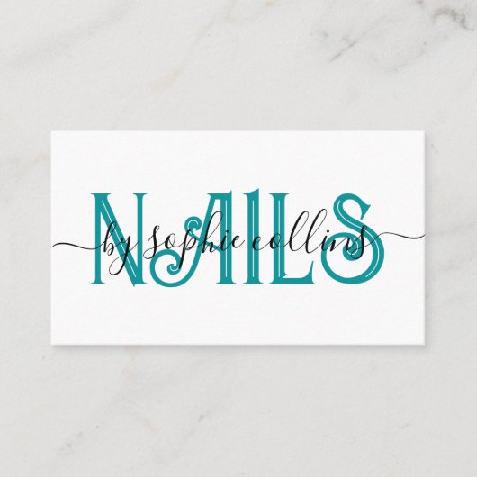 Nail Tech Nail Art Blauwgroen Visitekaartje (Voorkant)
