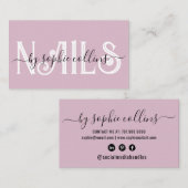 Nail Tech Nail Art Dusty Carte de visite rose (Devant / Derrière)