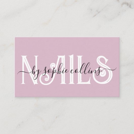 Nail Tech Nail Art Dusty Carte de visite rose (Devant)