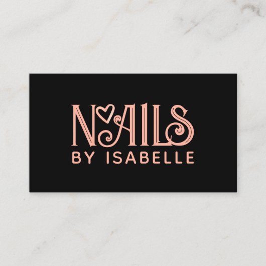 Nail Tech Nail Art Roze Logo Zwart Visitekaartje (Voorkant)