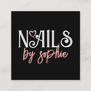 Nail Tech Nail Art Zwart Vierkante Visitekaartje