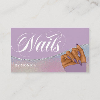 Nail Tech, Nail Salon Purple Élégant Carte de visi