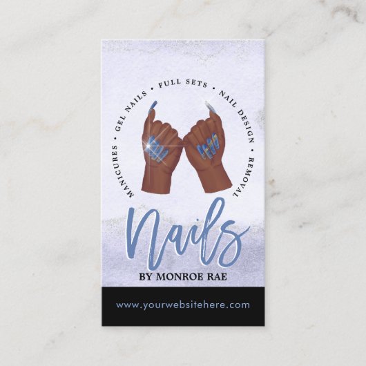 Nail Tech/Nails Salon Blue Glam Visitekaartje (Voorkant)