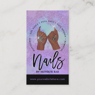 Nail Tech/Nails Salon Paars Glam Beauty Visitekaartje