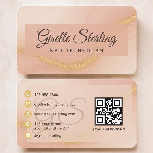 Nail Tech Neutral Terracotta QR Code Visitekaartje