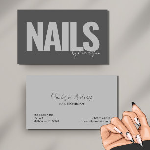 Nail Tech Professional Salon Grijs Typografie Visitekaartje
