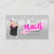 Nail Tech Salon Pink & Silver Driving Glitter
