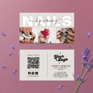 Nail Tech Script Typografie 3 Foto QR Code Logo Visitekaartje