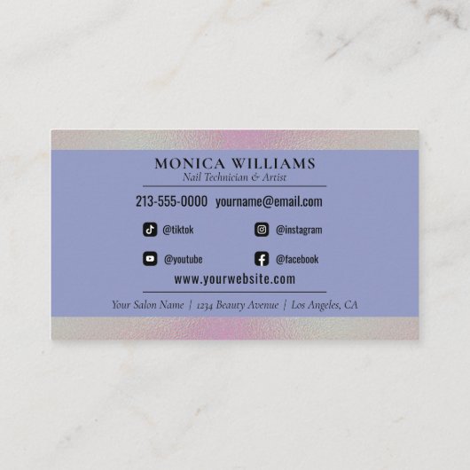 Nail Tech Simple Elegant Carte de visite (Dos)