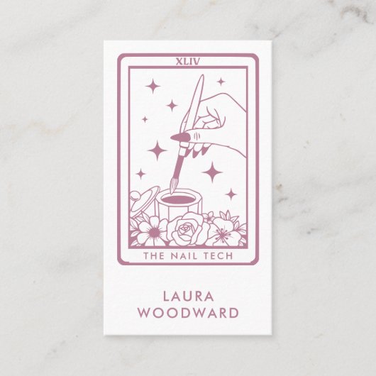 Nail Tech Tarot Kaart Dusty Pink Visitekaartje (Voorkant)