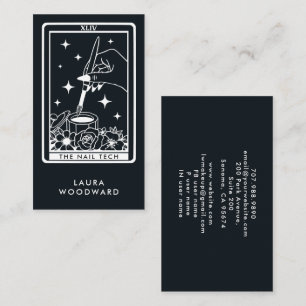 Nail Tech Tarot Kaart Theme Zwart Visitekaartje