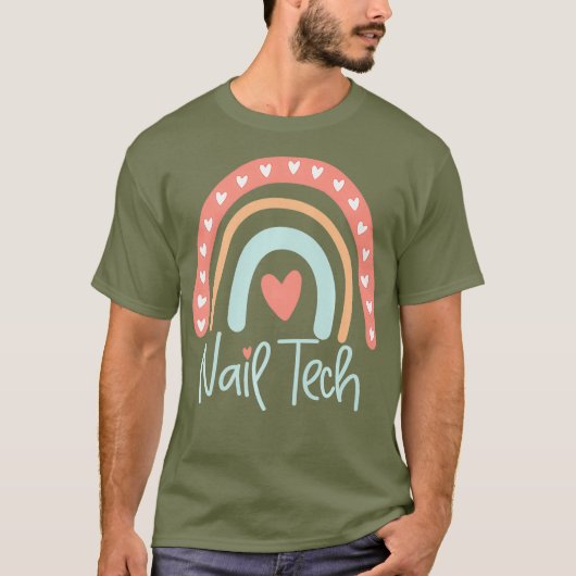 Nail Tech Technician Manicurist Boho Rainbow T-shirt (Voorkant)