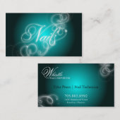Nail Tech Visitekaartje Elegant Flourish Glow (Voorkant / Achterkant)