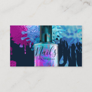 Nail Technicia Colorful Splatter Design Visitekaartje