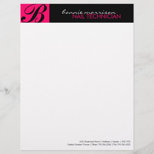 Nail Technicia Letterhead of Flyer Briefhoofd (Voorkant)