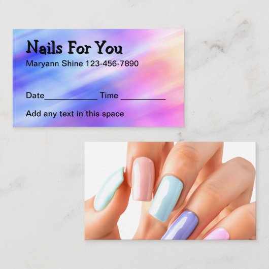 Nail Technician Beauty Afspraakkaarten Afsprakenkaartje (Voorkant / Achterkant)