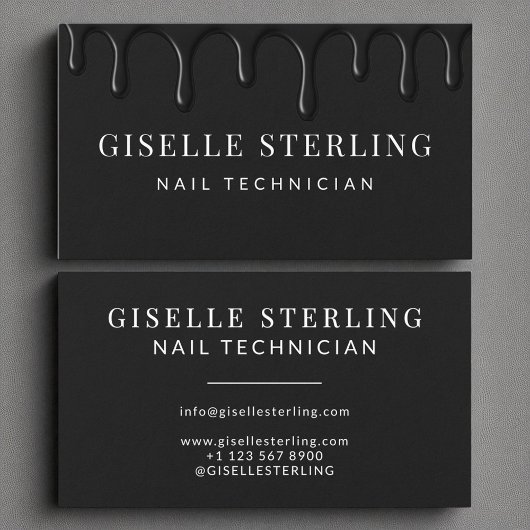 Nail Technician Black Dripping Luxe Visitekaartje