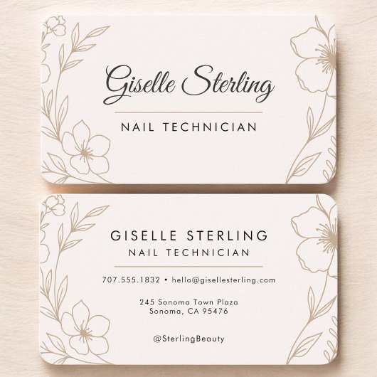 Nail Technician Floral Visitekaartje