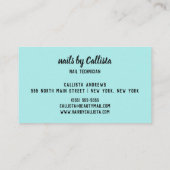 Nail Technician Mint Silver Glitter Typography Visitekaartje (Achterkant)
