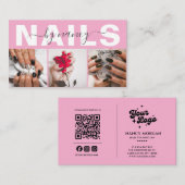 Nail Technician Typography Photo Qr Code Logo  Visitekaartje (Voorkant / Achterkant)