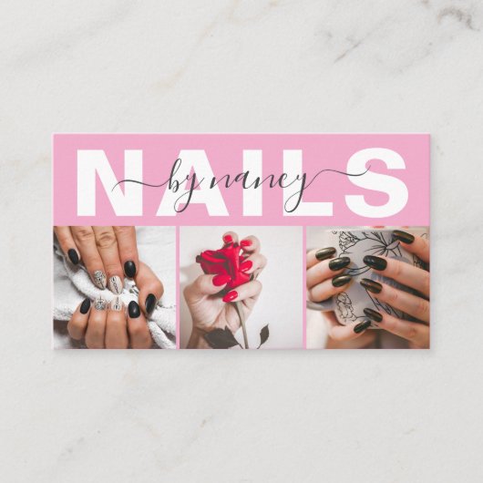 Nail Technician Typography Photo Qr Code Logo  Visitekaartje (Voorkant)
