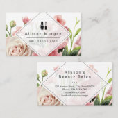 Nail Techniciens Logo Moderne Geometrische Chic Fl Visitekaartje (Voorkant / Achterkant)