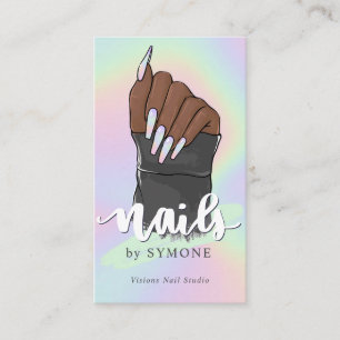 Nail-technicus Beauty Salon Pastel Holographic Bu Visitekaartje