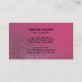 Nail Technicus Berry Pink Glitter Typografie Visitekaartje (Achterkant)