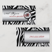 Nail-technicus Black White Zebra Visitekaartje (Voorkant / Achterkant)