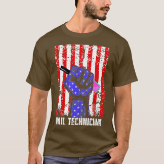 Nail Technicus Flag Hand Nail Tech Artist T-shirt