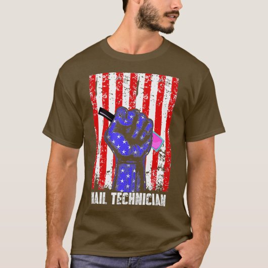 Nail Technicus Flag Hand Nail Tech Artist T-shirt (Voorkant)