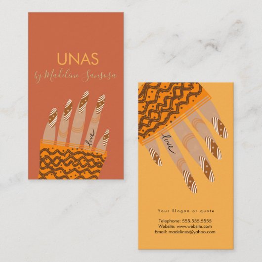 Nail-technicus handgetekend Visitekaartje (Voorkant / Achterkant)