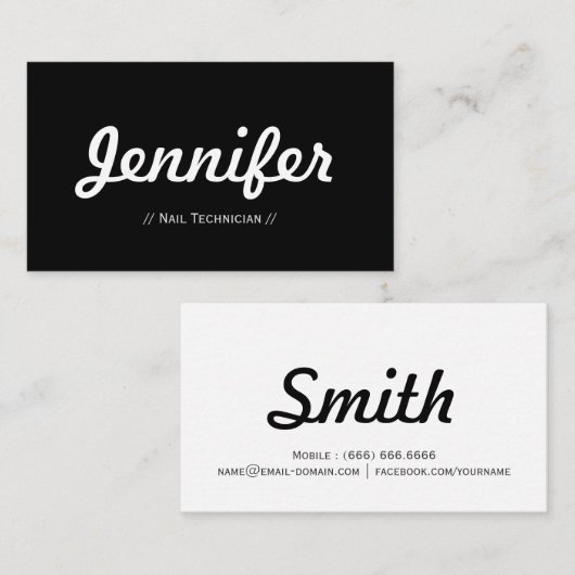 Nail-technicus - Minimale eenvoudige samenvatting Visitekaartje (Voorkant / Achterkant)