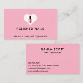 Nail-technicus Roze & Black Heart Poolse fles Visitekaartje (Voorkant / Achterkant)