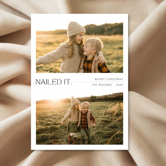 Nailed It Speelse Kinder 2 Foto Kerstrood Feestdagenkaart