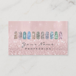 Nails Art Glitter Metallic Glam Blush Pink Sparkly Visitekaartje