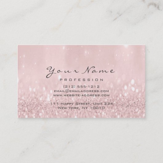 Nails Art Glitter Metallic Glam Blush Pink Sparkly Visitekaartje (Achterkant)