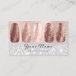 Nails Art Glitter Silver Grey Roos Gold Visitekaartje