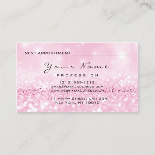 Nails Artist Manicure Glitter Pink Appointment Afsprakenkaartje (Achterkant)