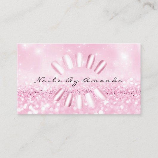 Nails Artist Manicure Glitter Pink Appointment Afsprakenkaartje (Voorkant)
