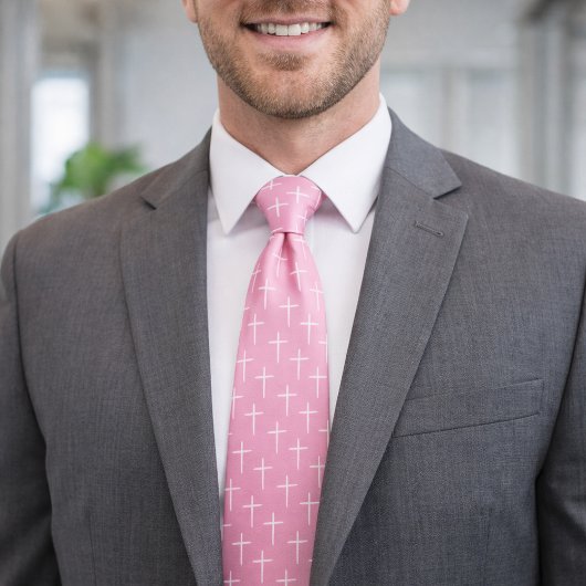 Nails Cross Pink and White Stropdas